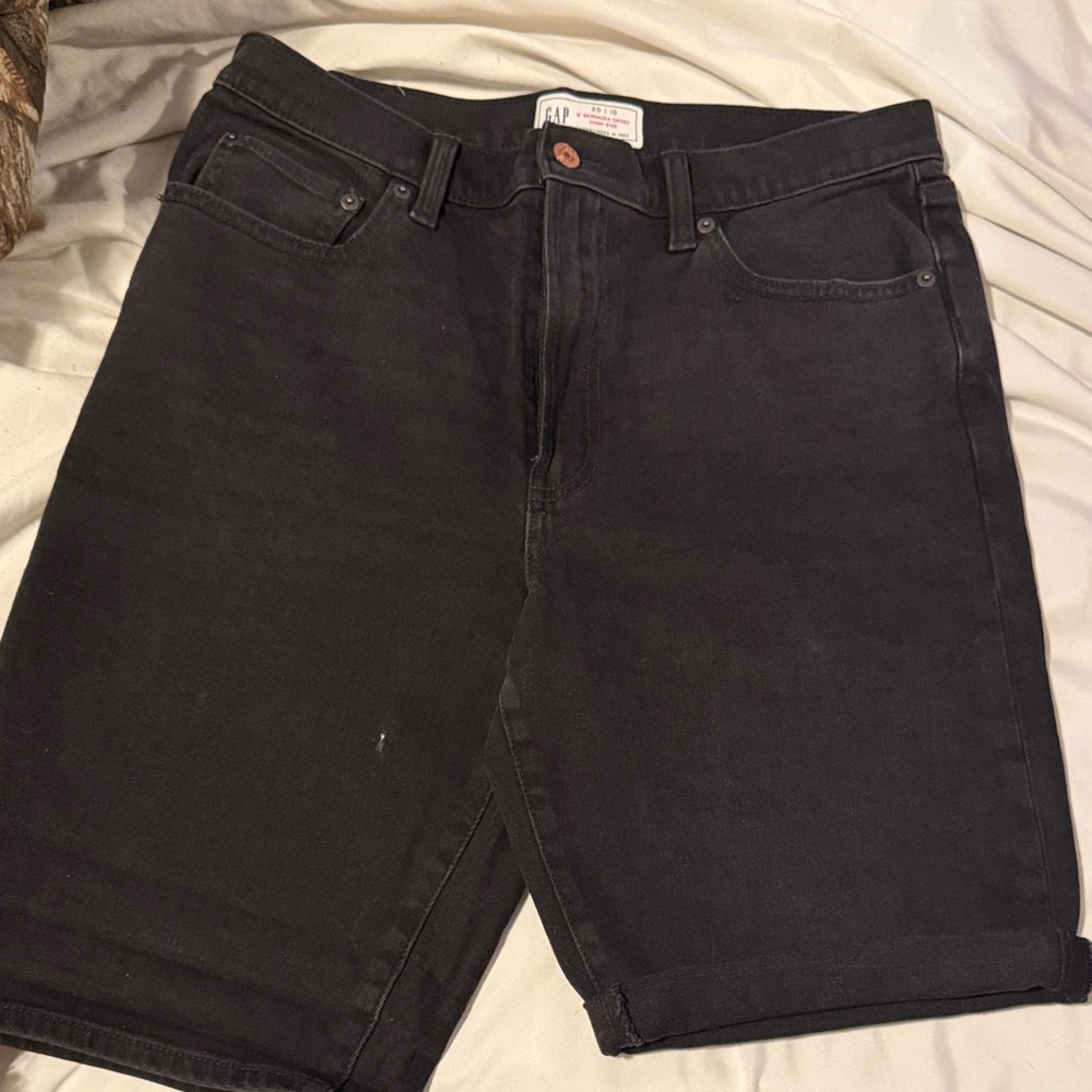 Black Denim Shorts - Gap 9 inch bermuda